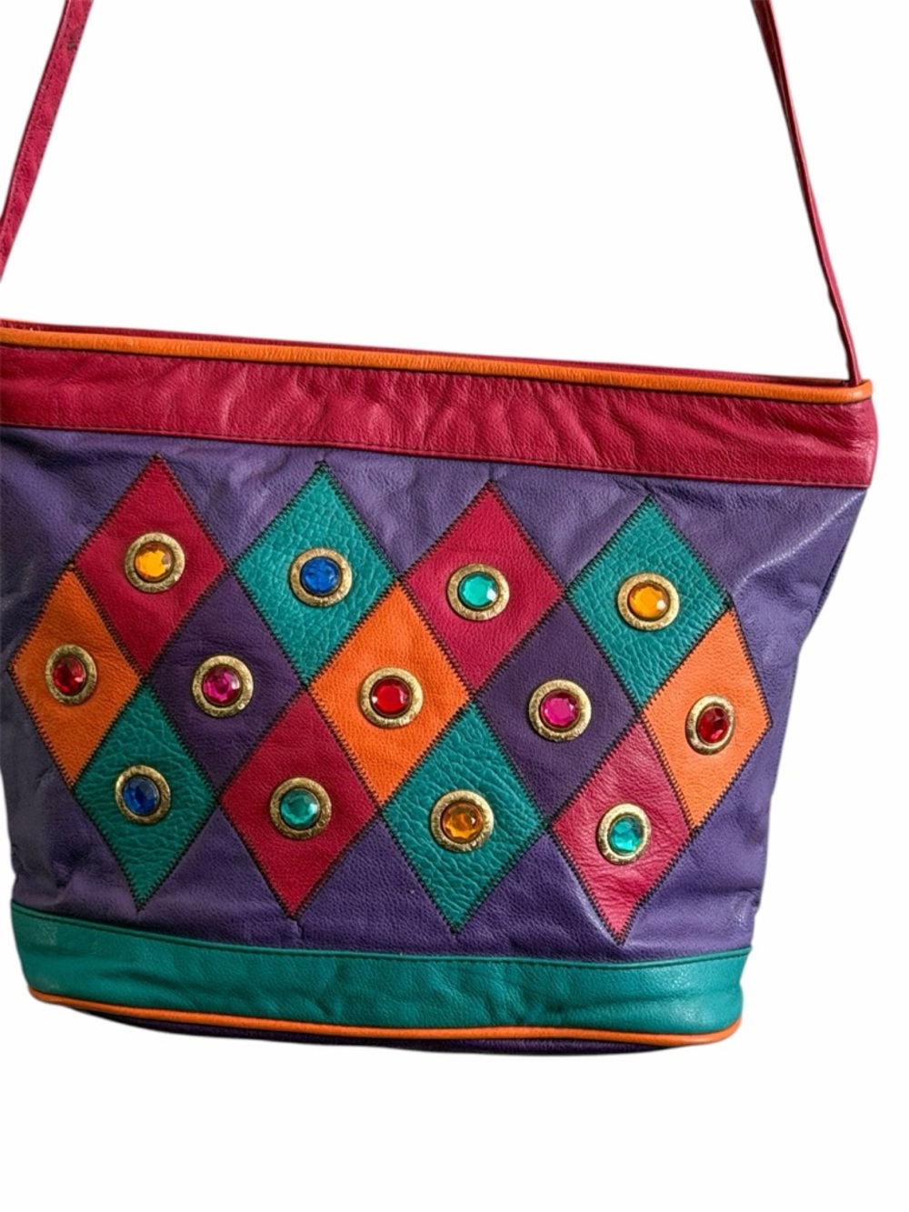 Vintage 80’s Park Avenue International Jeweled Patchwork Leather Bag